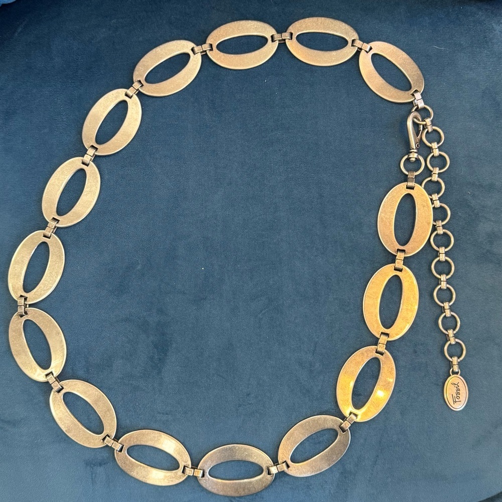 Fossil Belt Chain Loop Hammered Bronze Brushed Up… - image 2